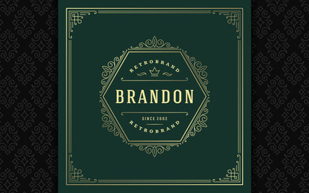 Vintage logo elegant flourishes line art graceful ornaments victorian style vector template designのイラスト素材