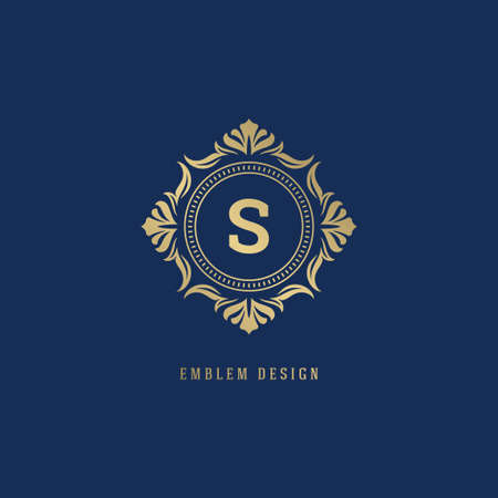 Luxury ornate logo monogram crest template design vector illustration.のイラスト素材