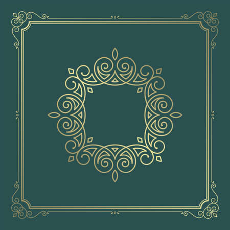 Vintage flourishes ornament swirls lines frame template vector illustration victorian ornate borderのイラスト素材