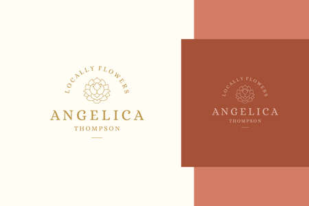 Outline graphic logo of elegant flower line styleのイラスト素材