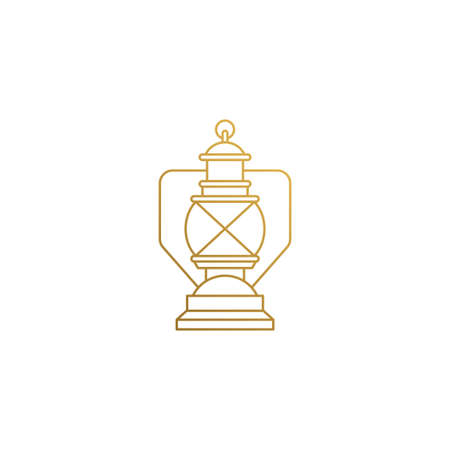 Vector logo of retro lantern hand drawn with thin linesのイラスト素材