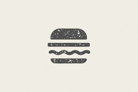 Burger silhouette fast food service hand drawn stamp effect vector illustration.のイラスト素材