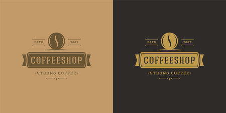 Coffee shop logo template vector illustration with bean silhouette good for cafe badge design and menu decorationのイラスト素材