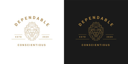 Lion head logo template linear vector illustrationのイラスト素材