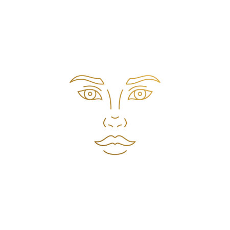 Vector icon of woman face hand drawn with thin linesのイラスト素材