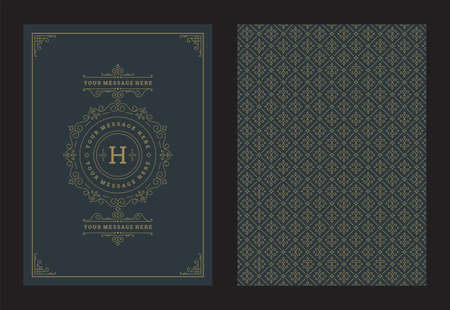 Vintage ornament greeting card calligraphic ornate swirls and vignettes frame design vector templateのイラスト素材