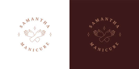Elegant female hands logo template linear vector illustrationのイラスト素材