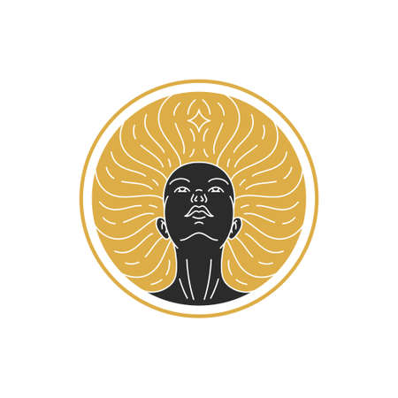 Magic elegant woman portrait with hairs silhouette vector illustrationのイラスト素材