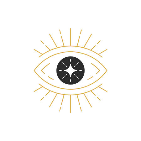 Magic eye with star hand drawn silhouette vector illustrationのイラスト素材