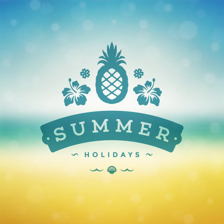 Summer holidays label or badge typography slogan designのイラスト素材