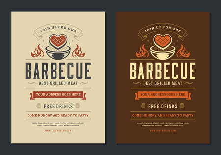 Barbecue party flyer or poster design templateのイラスト素材
