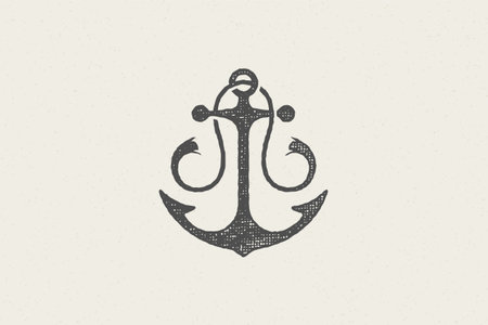 Silhouette traditional anchor emblem of maritime industry
