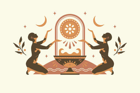 Beautiful african woman people silhouettes modern drawing styleのイラスト素材