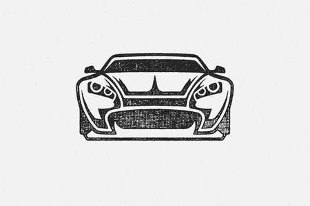 Super car silhouette hand drawn ink stamp vector illustration.のイラスト素材