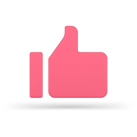 Volumetric pink like vector 3d icon. Online approval symbol in minimal design.のイラスト素材