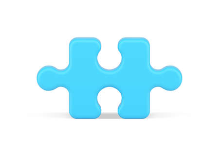Blue puzzle 3d icon. Volumetric element diagram with creative solutionのイラスト素材