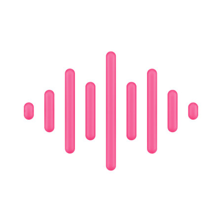 Red wave equalizer 3d icon. Amplitude for voice and audio frequencies