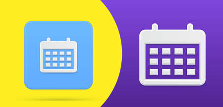 Simple calendar on spring 3d icon button set vector illustration. Paper schedule with important dateのイラスト素材