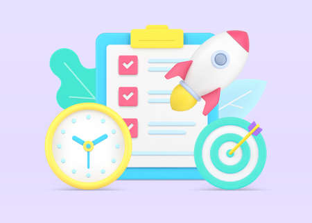 Successful business startup profit growth work strategy aiming with planning done checkboxのイラスト素材