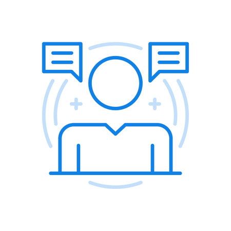 Latest business news icon vector information broadcast with character announcer summariesのイラスト素材