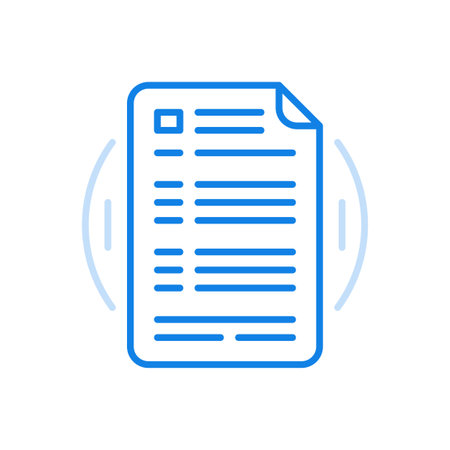 Technical instruction vector line icon. Industrial operation manual sheet of paper with notes.のイラスト素材