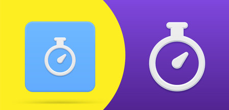 Modern timer analog device with button and arrow simple 3d icon set vector illustrationのイラスト素材