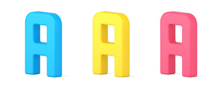 Multicolored collection isometric a letters for branding logotype identification template 3d icon
