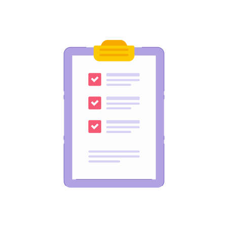Clipboard with paper sheet to do list tasks completed checkmark control icon vector illustrationのイラスト素材