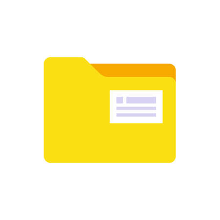 Yellow paper folder storage with label for documents directory organizing vector flat illustrationのイラスト素材