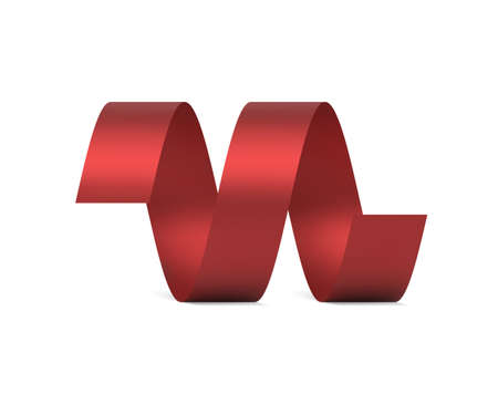 Amazing wide twisted metallic ribbon glossy festive attribute holiday congratulations vectorのイラスト素材