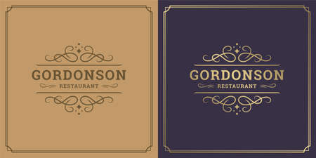 Restaurant logo template vector illustration vignette swirlsのイラスト素材
