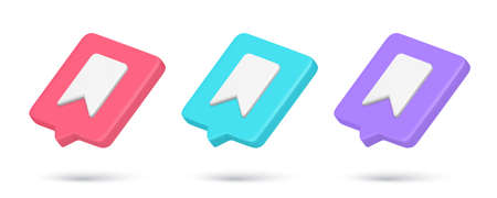 Realistic 3d icon bookmark flag for remember place text information quick tips collection vectorのイラスト素材