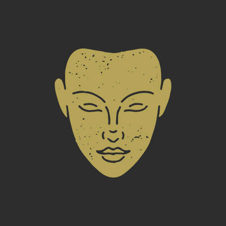 Beautiful human face with closed eyes minimalist decorative design grunge texture stamp vectorのイラスト素材