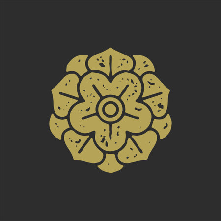 Beautiful art golden flower hand drawn minimalist grunge texture decorative design vectorのイラスト素材