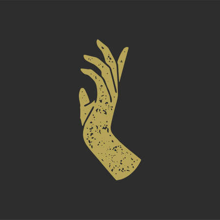 Raised up elegant human hand golden antique grunge texture decorative design vector illustrationのイラスト素材
