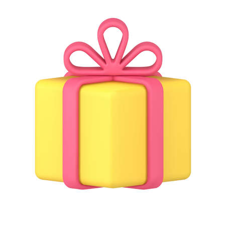 Gift box with bow 3d icon vector illustrationのイラスト素材