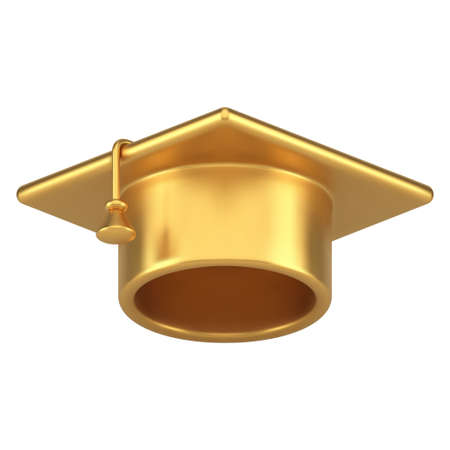 Graduation cap metallic glossy realistic 3d icon vector high school college university completeのイラスト素材