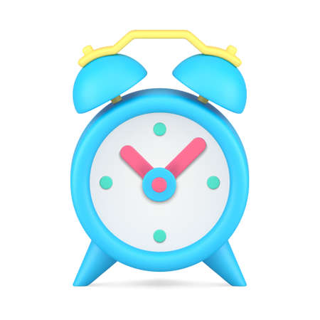 Classic vintage round alarm clock with arrows pointing minutes and hours front view 3d icon vectorのイラスト素材