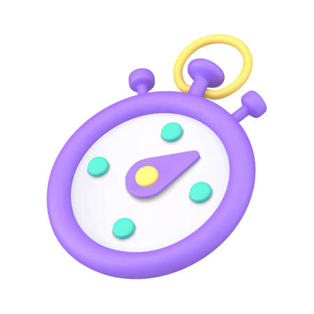 Realistic 3d icon purple stopwatch with arrow for time accuracy measurement sport competition vectorのイラスト素材