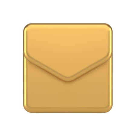 Premium newsletter incoming message chat button notification metallic golden 3d icon vectorのイラスト素材