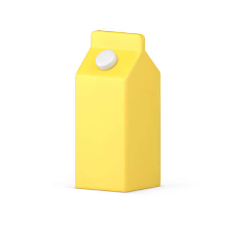 Realistic 3d icon minimalist juice yellow cardboard box with cap isometric vector illustrationのイラスト素材
