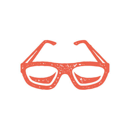 Monochrome hand drawn red sunglasses with lens for sun shine protection grunge texture vectorのイラスト素材