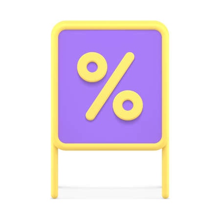 Sale discount announcement street board folding display percent symbol front view 3d icon vectorのイラスト素材
