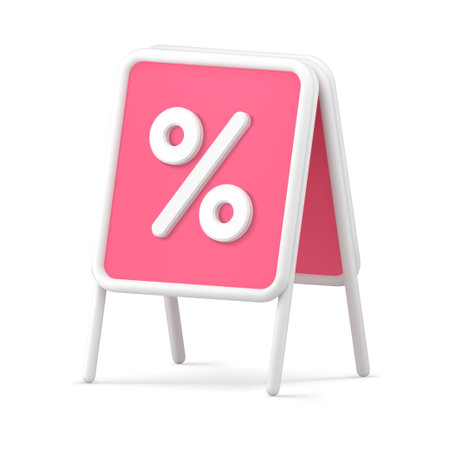 Folding street portable promo stand board with percentage symbol 3d icon isometric vectorのイラスト素材