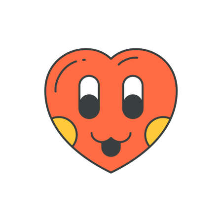 Funny cute red heart character face showing tongue positive emotion vector cartoonのイラスト素材
