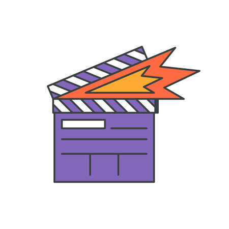Comic explosion film clapperboard with sparks pop art groovy style decorative design vector cartoonのイラスト素材
