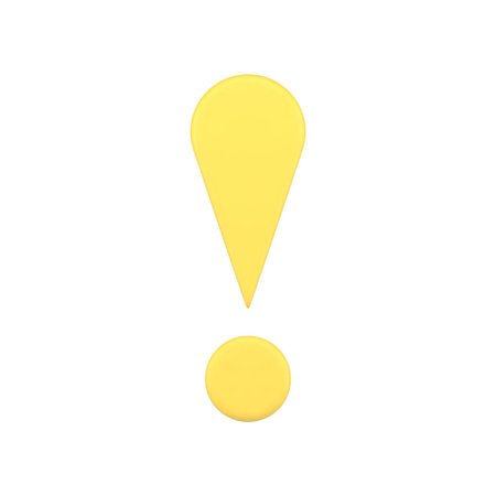 Glossy yellow exclamation mark beware error dangerous caution symbol realistic 3d icon vectorのイラスト素材