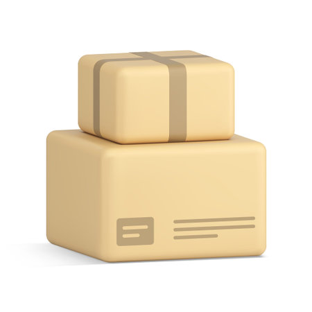 Two stacked cardboard box postal delivery service realistic 3d icon vector illustration