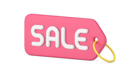 Pink sale tag rope store marketing special offer price off retail design realistic 3d icon vectorのイラスト素材