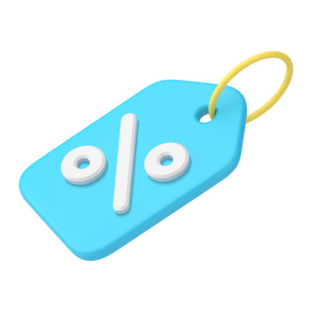 Glossy percentage tag rope sale discount shopping special offer realistic 3d icon template vectorのイラスト素材